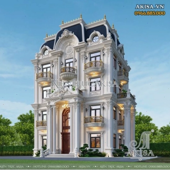 Biệt thự 4 tầng mái Mansard BT421172 với kiến trúc châu Âu sang trọng