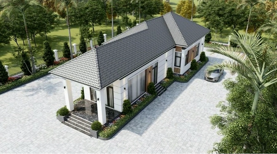 Biệt thự mái Nhật 3 tầng với kiến trúc bề thế và hệ thống chiếu sáng tinh tế