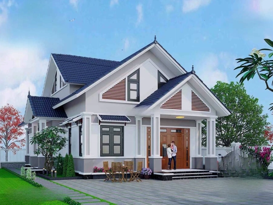 Biệt thự mái thái 1 tầng có sân vườn đẹp và thoáng đãng