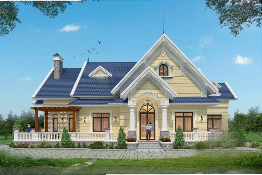 Biệt thự mái thái 1 tầng hòa mình với thiên nhiên