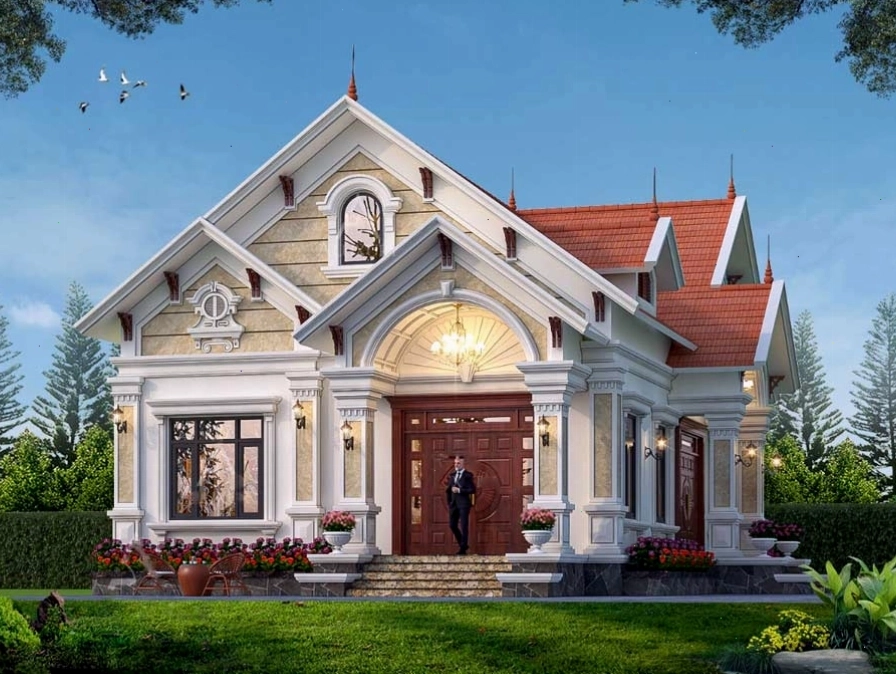 Biệt thự mái thái 1 tầng tân cổ điển sang trọng