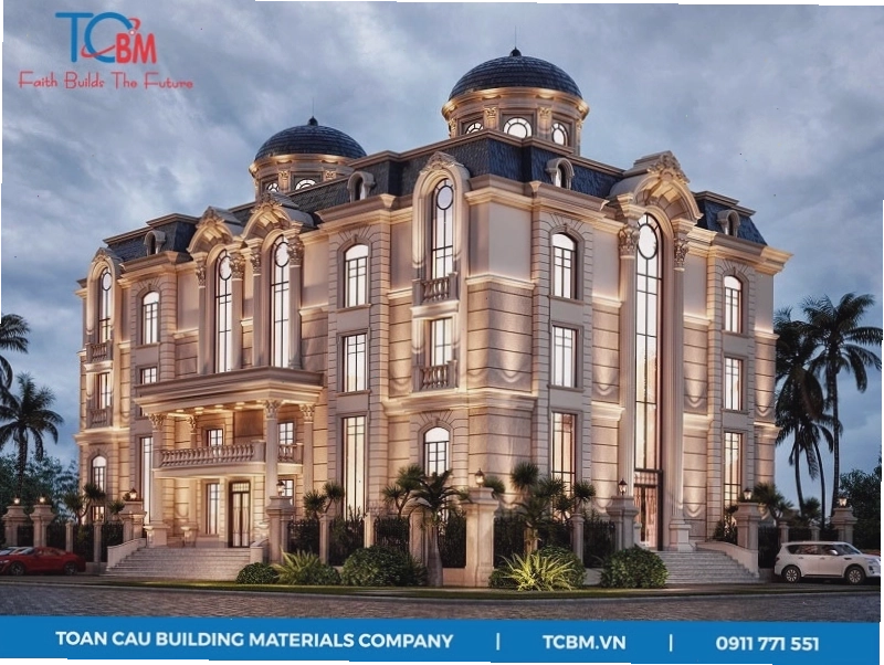Biệt thự mái vòm châu Âu với gam màu trắng tinh khôi
