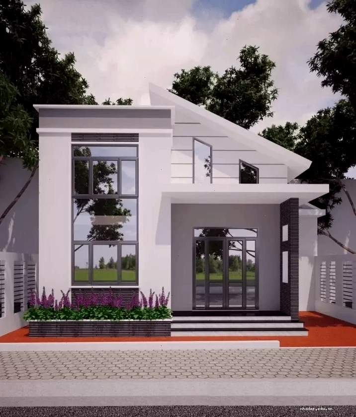 Bố trí công năng nhà ống mái lệch có gác lửng