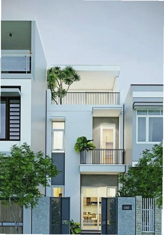 Bố trí nội thất phòng khách nhà lệch tầng 4x16m với gam màu sáng, tạo cảm giác rộng rãi.
