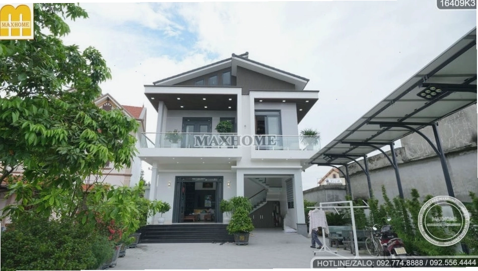 Cận cảnh vật liệu xây dựng của nhà mái lệch 2 tầng