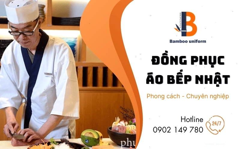 Chi tiết đường may và chất liệu vải của áo bếp Nhật Bản