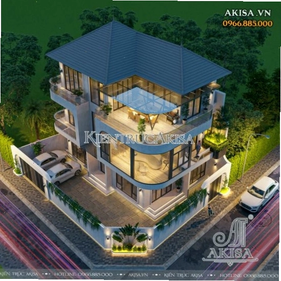 Chi tiết kiến trúc hiện đại của biệt thự 3 tầng mái Nhật BT31945