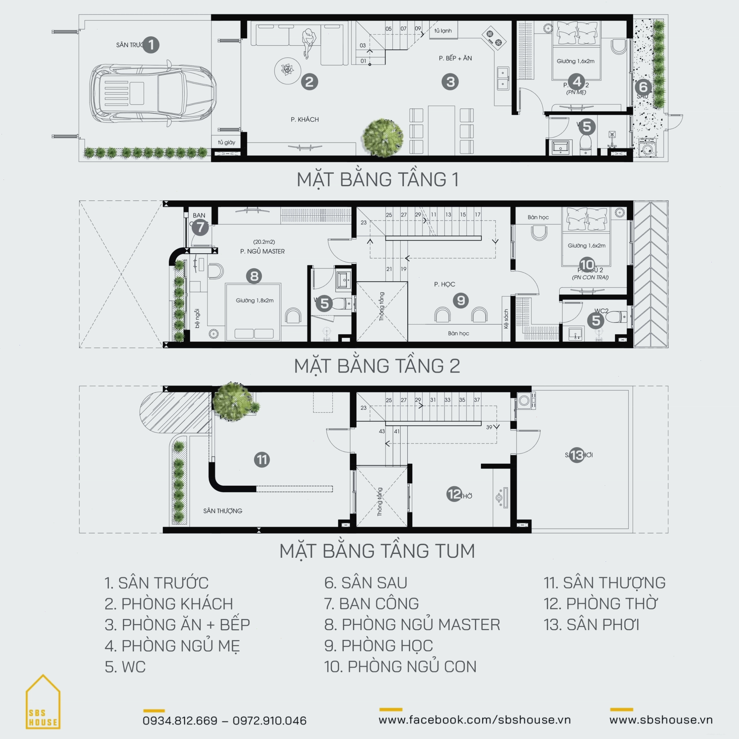 Công năng nhà lệch tầng 5x20