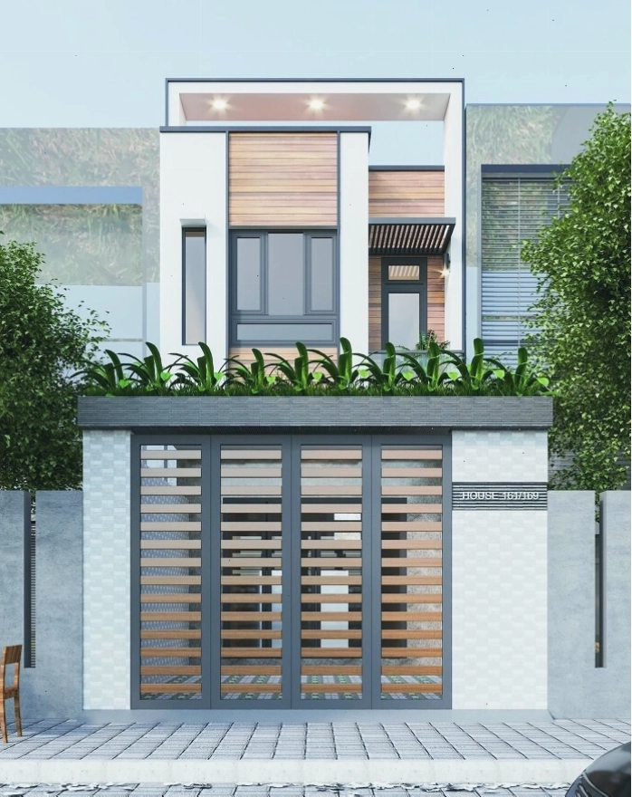 Cổng nhà mái thái với thiết kế độc đáo, kết hợp nhiều vật liệu
