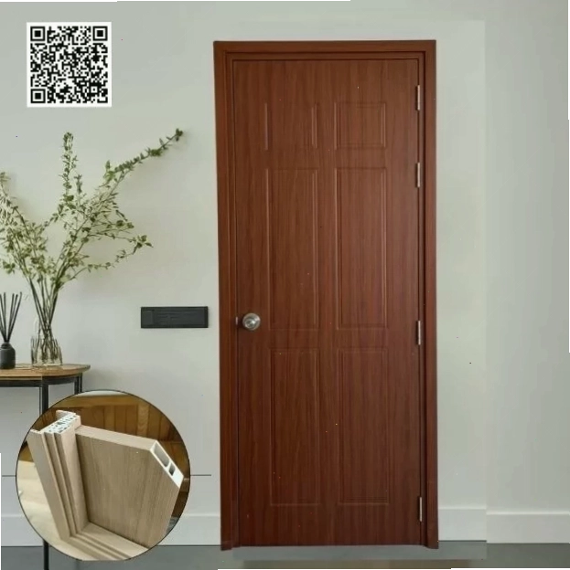 Cửa nhựa composite vân gỗ đỏ cho không gian nội thất