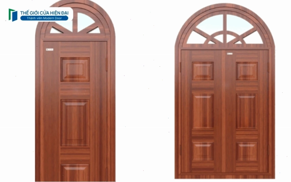 Cửa vòm gỗ công nghiệp với màu sắc đa dạng