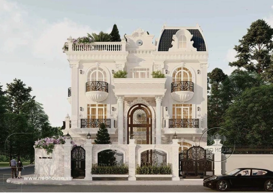 Đặc trưng cân bằng và đối xứng trong thiết kế biệt thự kiểu Pháp