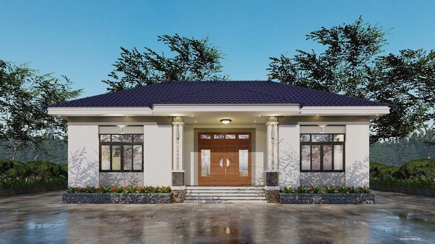 Góc nhìn tổng thể của ngôi nhà cấp 4 mái Nhật 500 triệu, thiết kế đẹp mắt