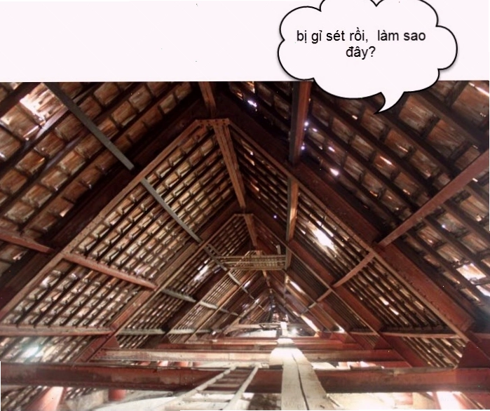Hình ảnh khung kèo thép đen bị oxy hóa