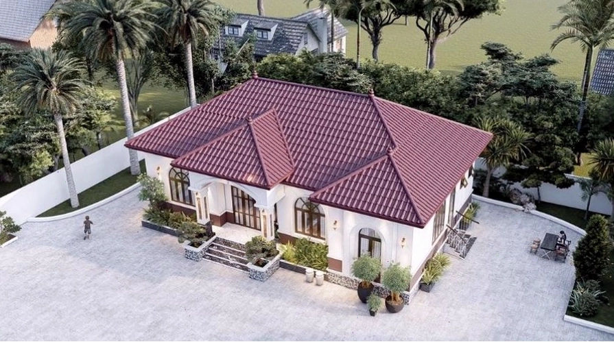 Không gian biệt thự mái Nhật với nhiều lớp mái xếp chồng tạo hiệu ứng thị giác độc đáo