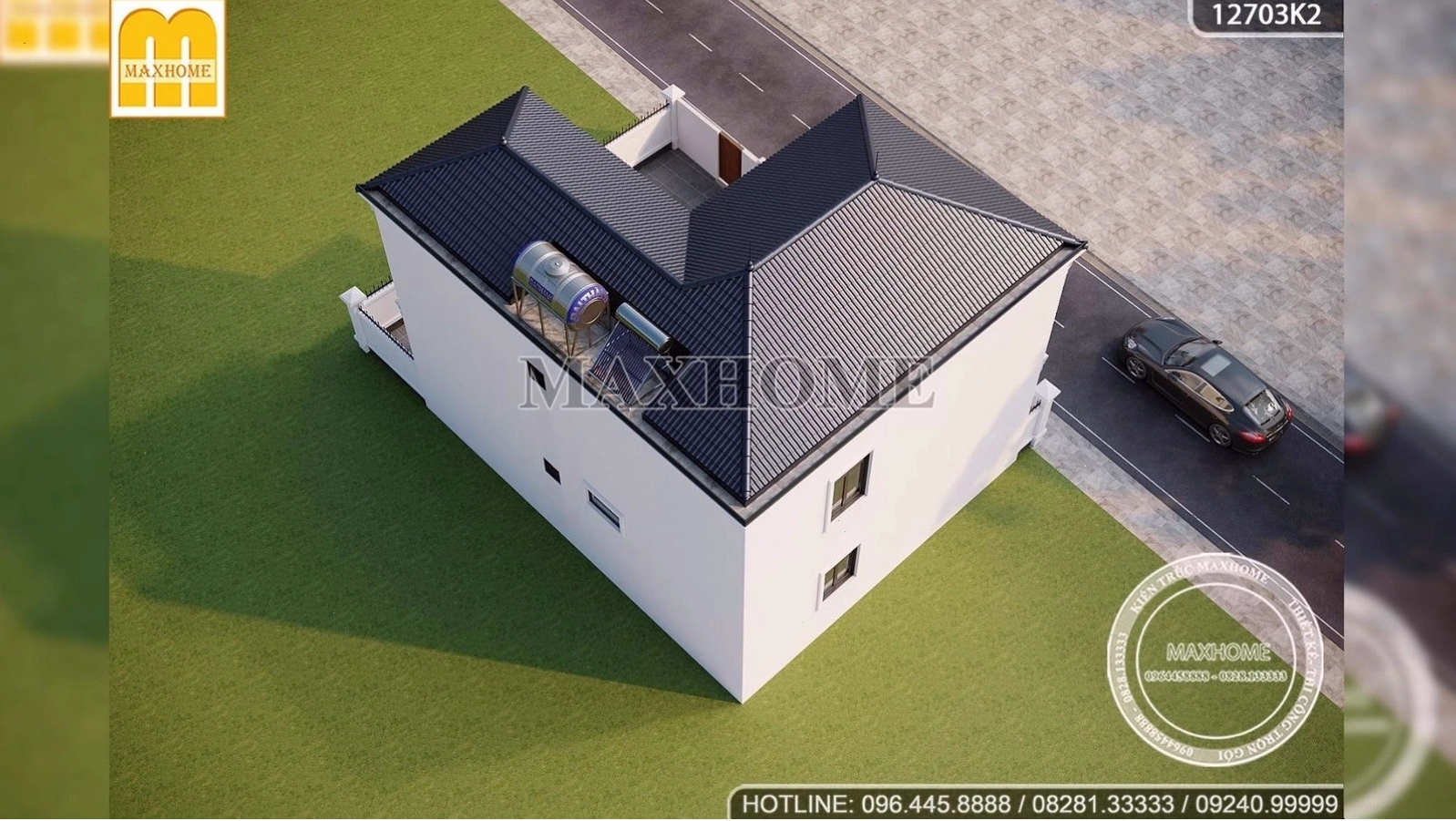 Không gian nội thất nhà 2 tầng chữ L mái Nhật