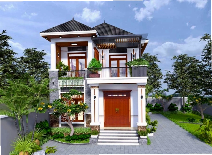 Không gian nội thất tiện nghi trong nhà mái Thái 2 tầng