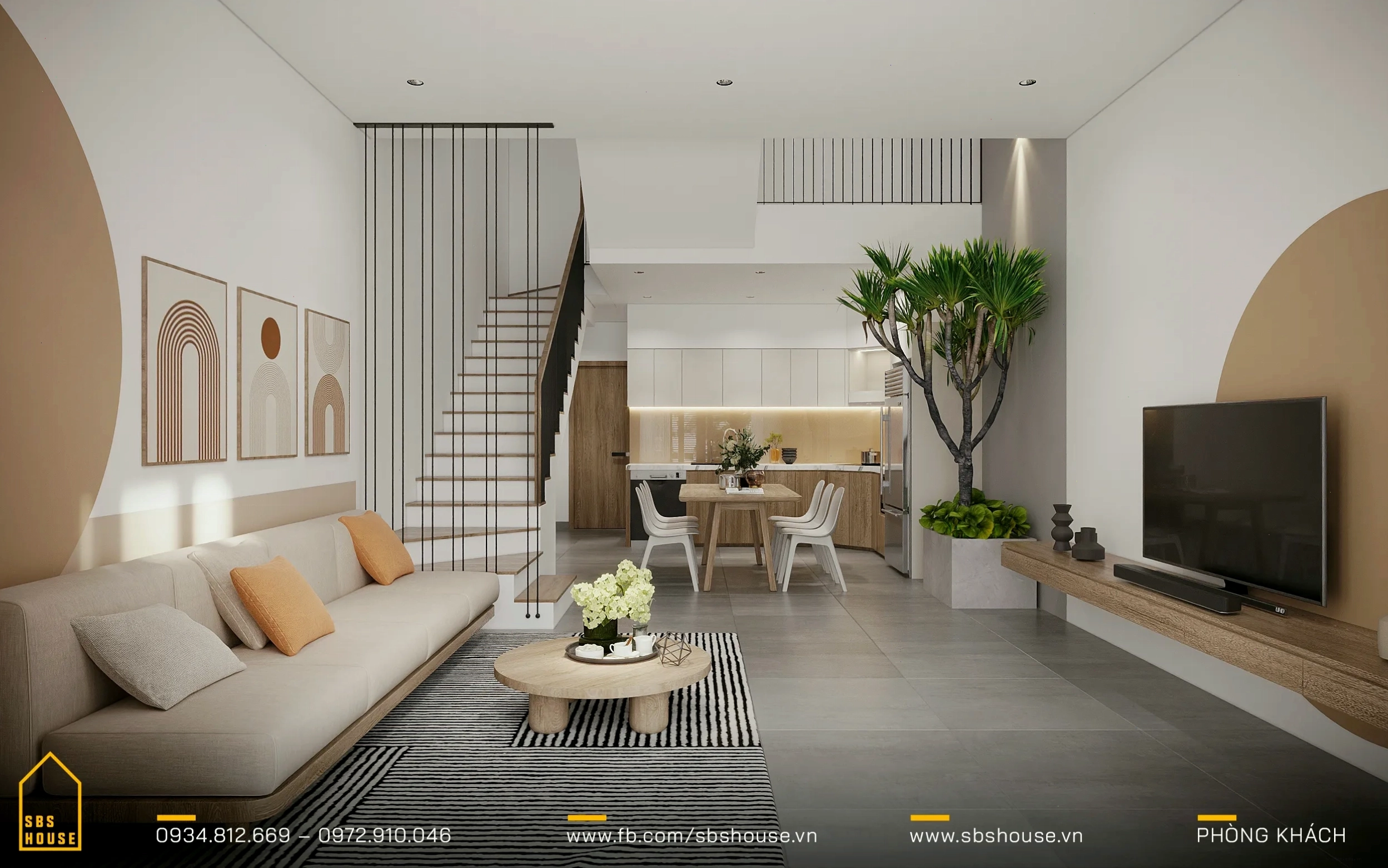 Không gian nội thất tối giản và tinh tế của nhà lệch tầng đẹp 5m
