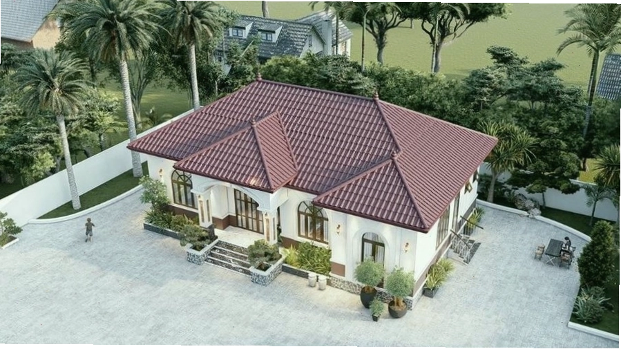 Không gian phòng khách nhà mái Nhật 1 tầng sang trọng