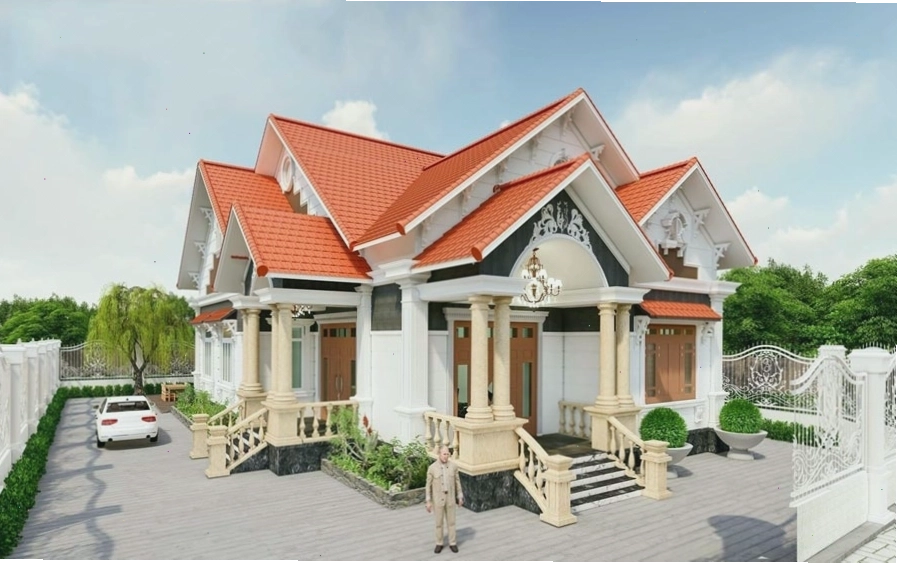 Kiến trúc biệt thự mái thái 1 tầng độc đáo và bề thế
