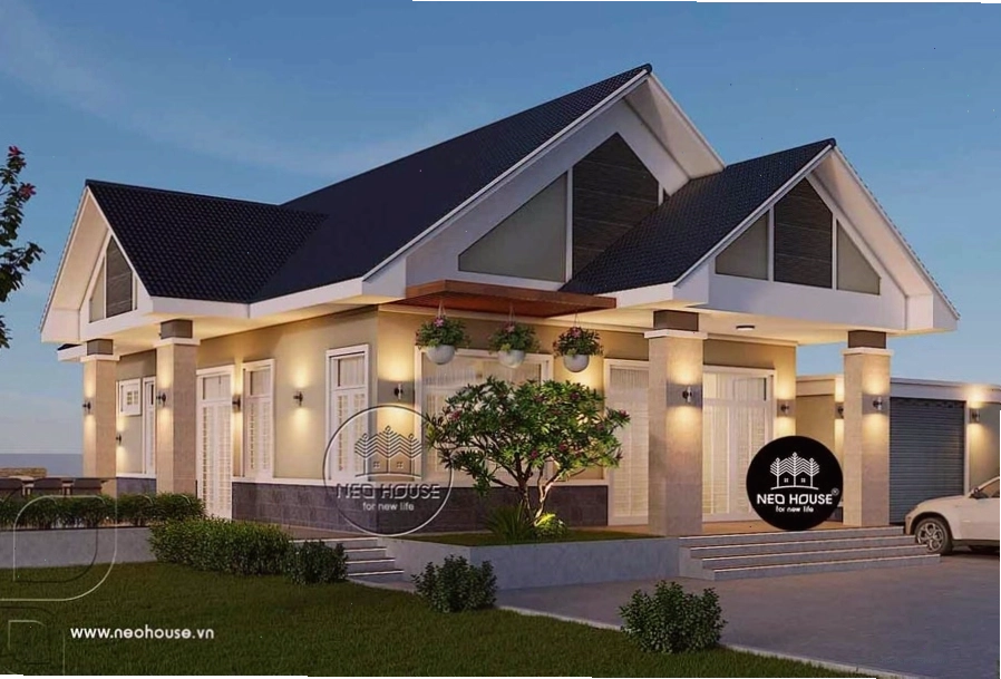 Kiến trúc hiện đại của biệt thự mái thái 1 tầng