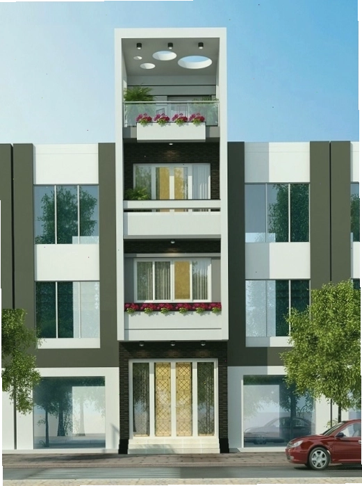 Kiến trúc mặt tiền nhà ống lệch tầng độc đáo