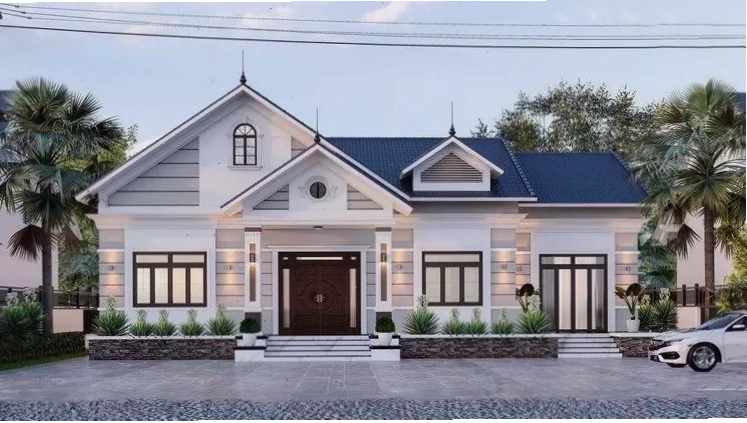 Kiểu thiết kế nhà cấp 4 mái Thái 1 tầng có cửa phụ