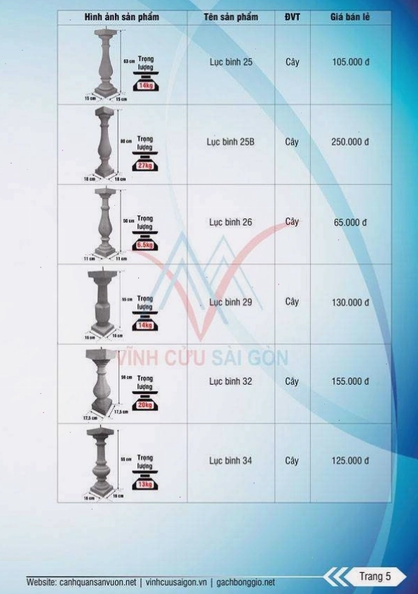Lục bình (con tiện) bê tông cho ban công sang trọng