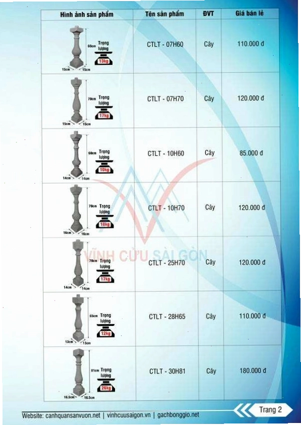 Lục bình (con tiện) bê tông mẫu mã đa dạng