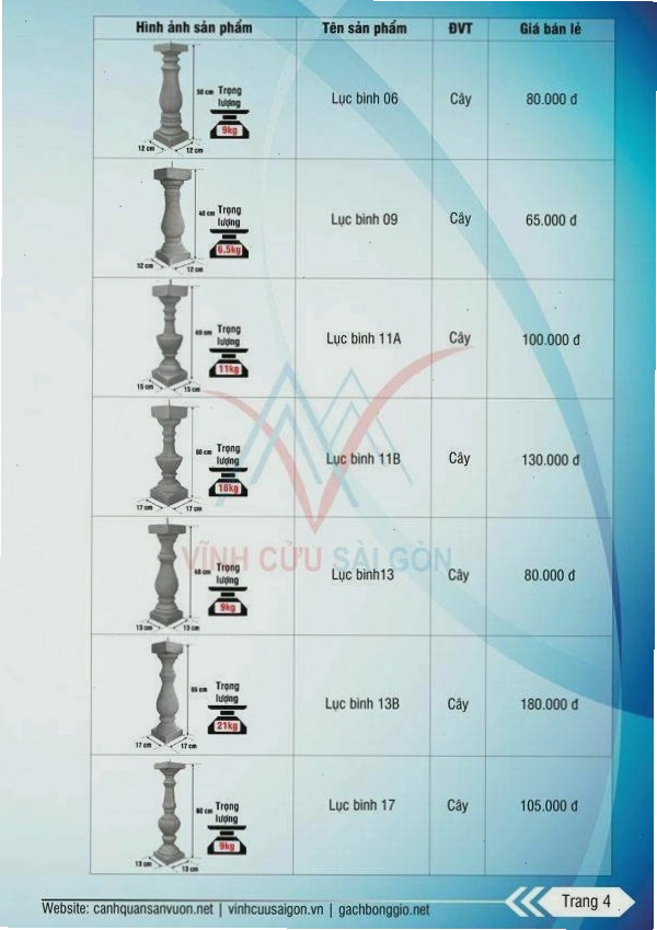Lục bình (con tiện) bê tông trang trí lối đi