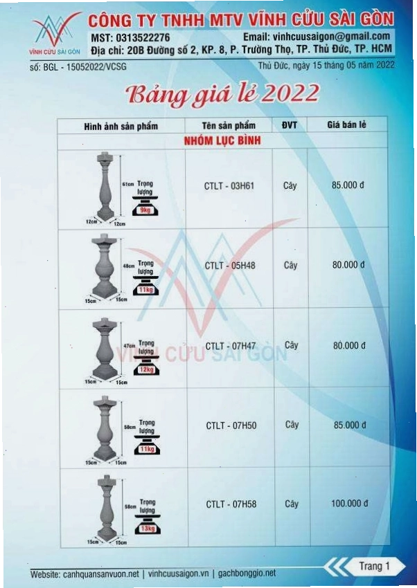 Lục bình (con tiện) bê tông với hoa văn đơn giản