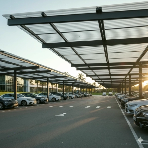 Mái che nhà xe tiền chế (Carport) bằng tôn