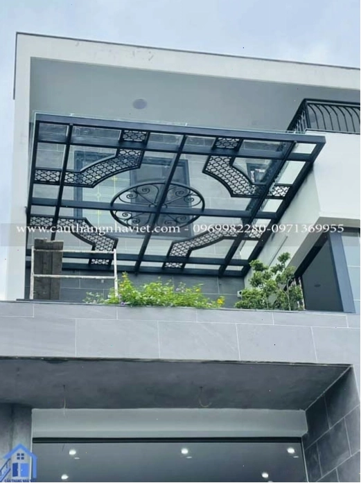 Mái kính cường lực đẹp khung sắt hộp