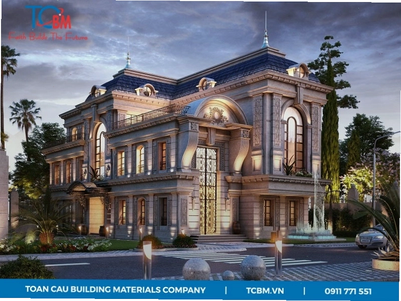 Mái nhà kiểu Pháp đẹp tạo điểm nhấn cho biệt thự