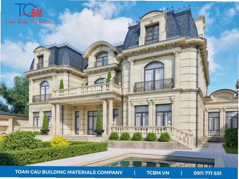 Mái nhà kiểu Pháp với cấu trúc Mansard đặc trưng