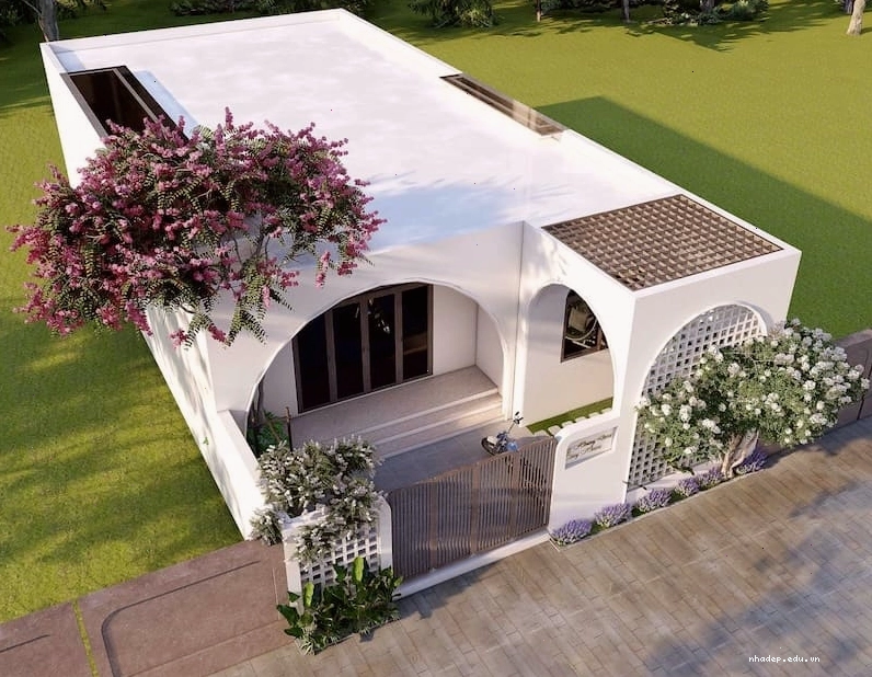 Mái vòm che nắng sân trước nhà cấp 4