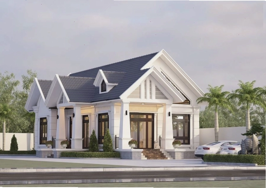 Mặt bằng công năng của nhà vườn mái thái 1 tầng