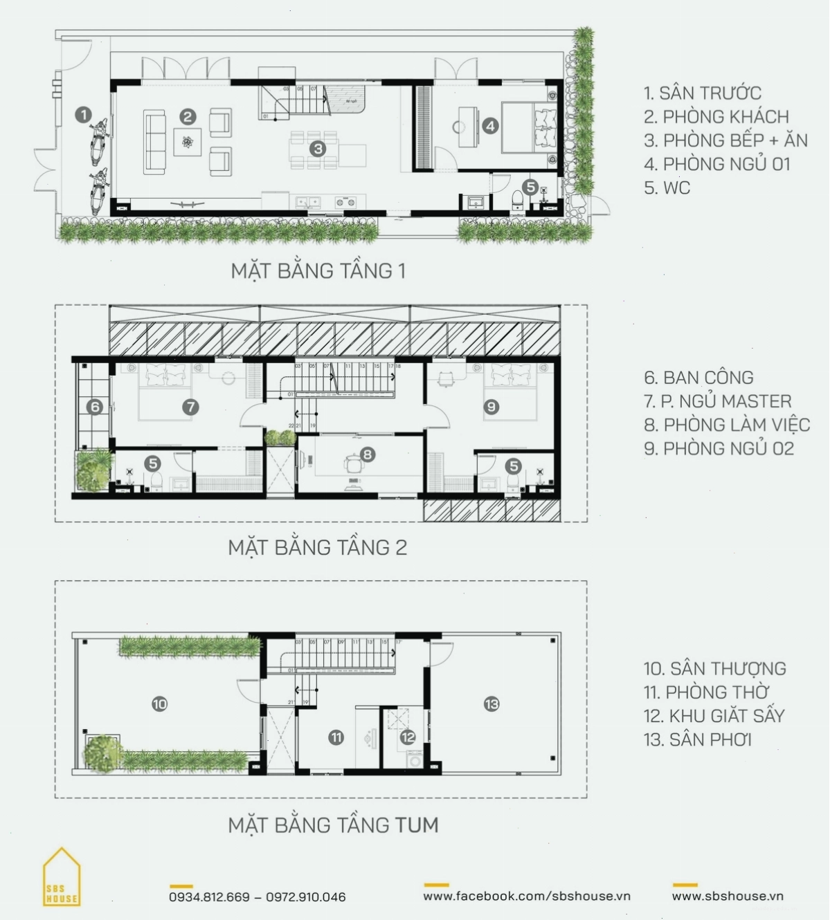 Mặt bằng công năng nhà lệch tầng đẹp 5mx16m tối ưu hóa diện tích