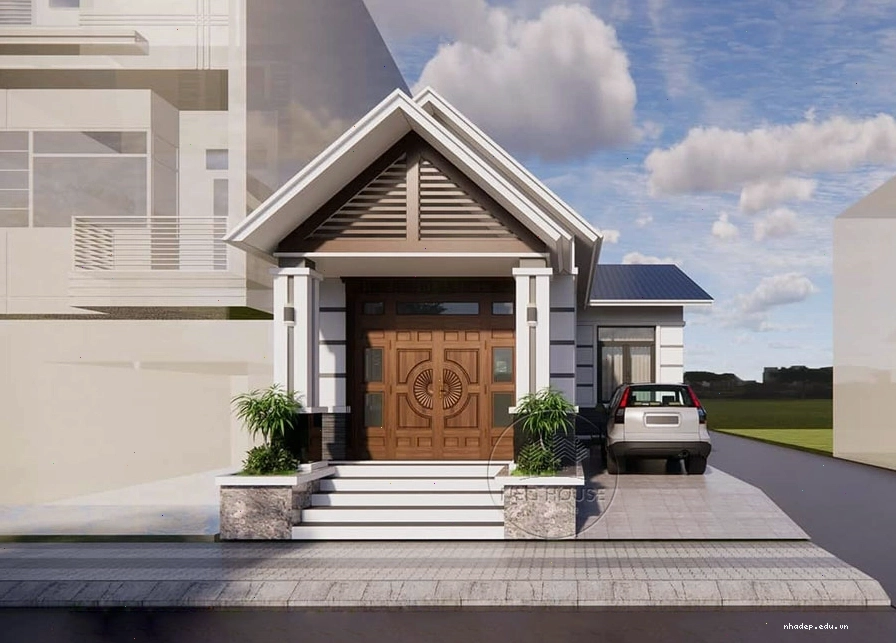 Mặt bằng nhà cấp 4 mái thái chữ L đơn giản khoa học