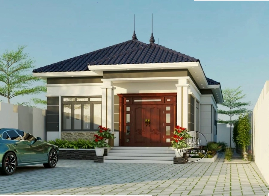 Mặt bằng nhà cấp 4 mái thái hiện đại với công năng khoa học
