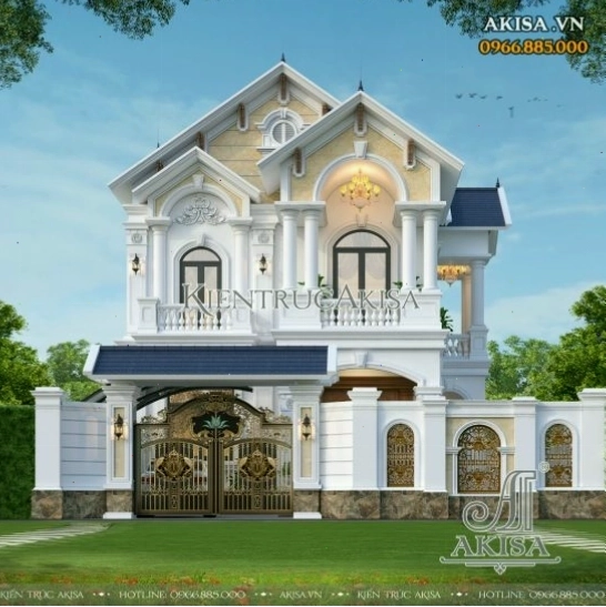 Mẫu biệt thự 2 tầng tân cổ điển mái Thái đẹp, sang trọng