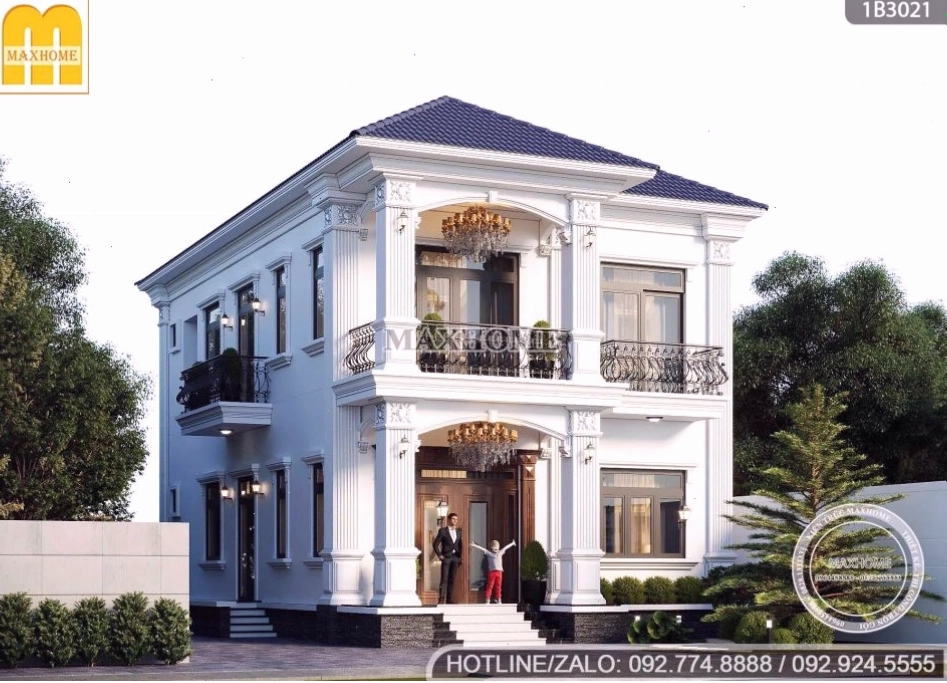 Mẫu biệt thự tân cổ điển mái Nhật với kiến trúc bề thế