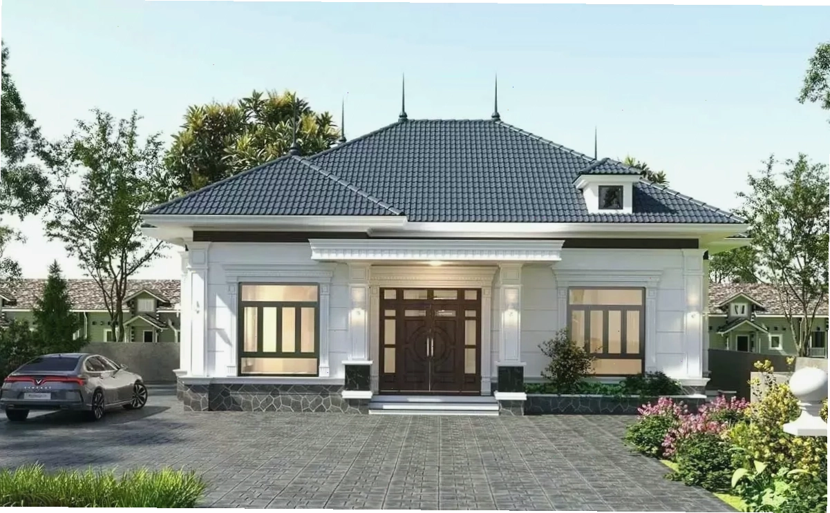 Mẫu nhà 1 tầng mái Nhật đơn giản ở nông thôn