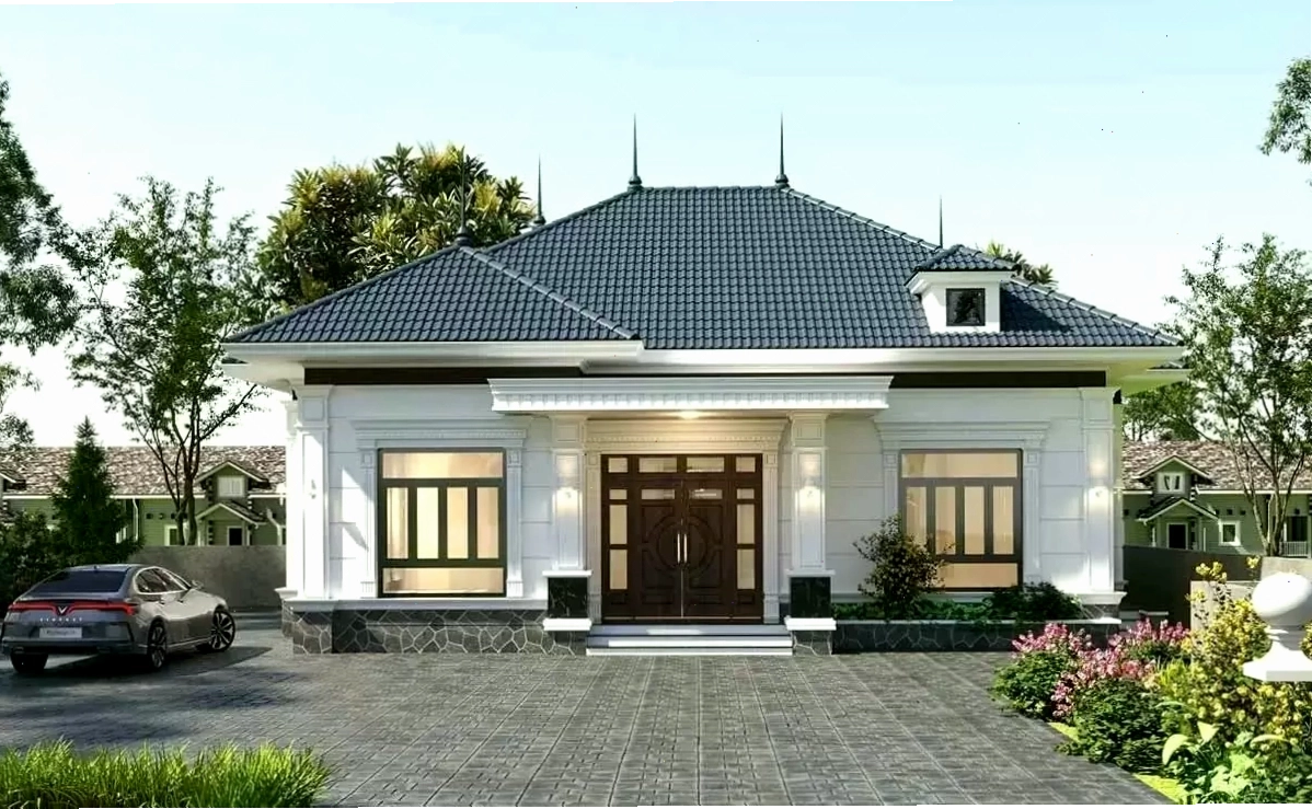 Mẫu nhà 1 tầng mái Nhật đơn giản ở nông thôn