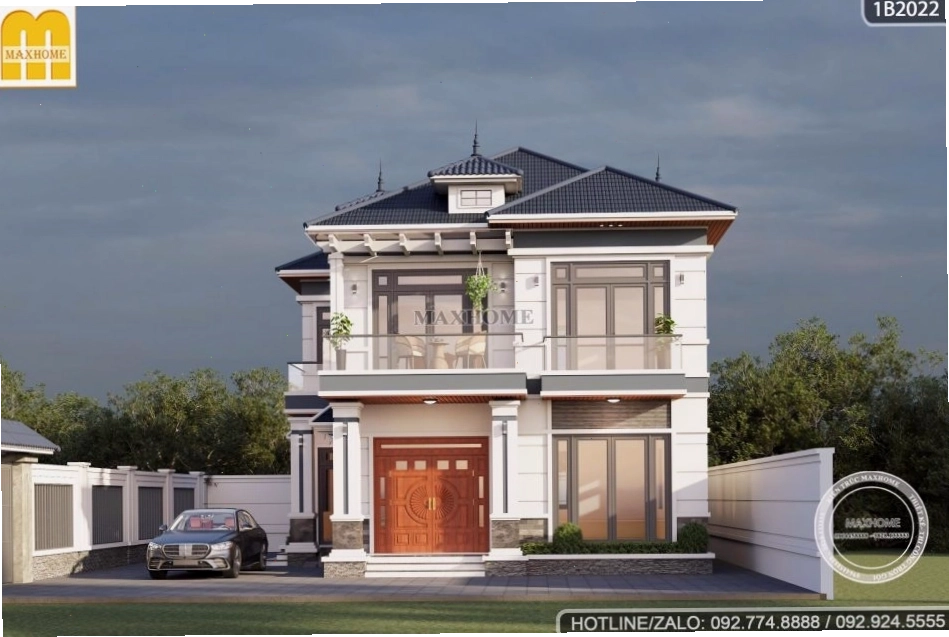 Mẫu nhà 2 tầng 4 phòng ngủ, diện tích rộng rãi