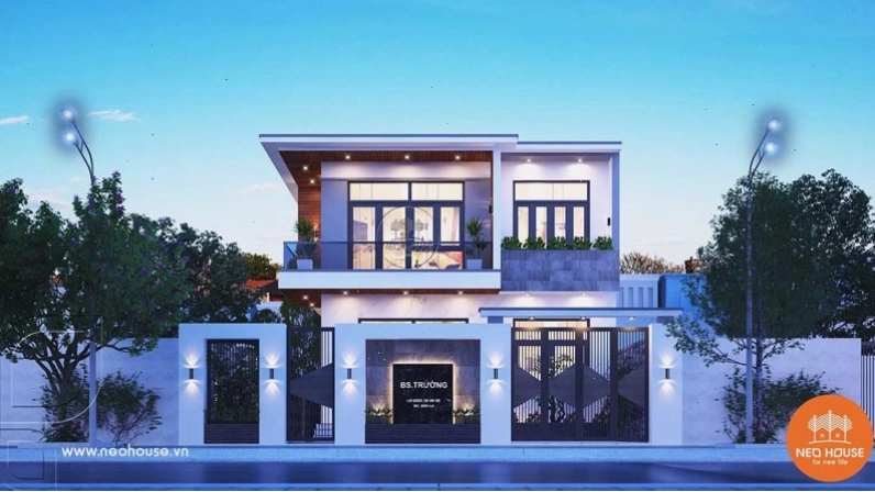 Mẫu nhà 2 tầng mái bằng phong cách tối giản, lược bỏ các chi tiết không cần thiết