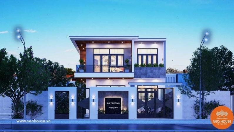 Mẫu nhà 2 tầng mái bằng phong cách tối giản, mang vẻ đẹp thanh lịch và hiện đại