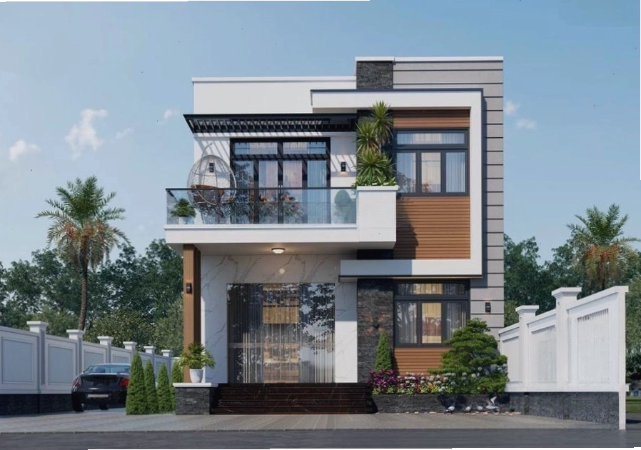 Mẫu nhà 2 tầng mái bằng với 4 phòng ngủ rộng rãi, tiện nghi
