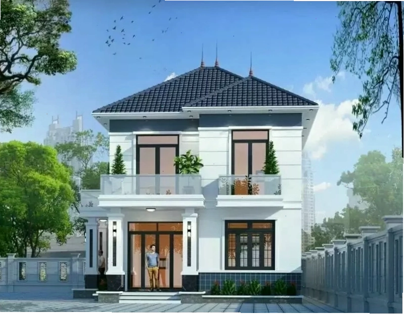Mẫu nhà 2 tầng mái Nhật ngang 7m với kiến trúc hiện đại và sang trọng