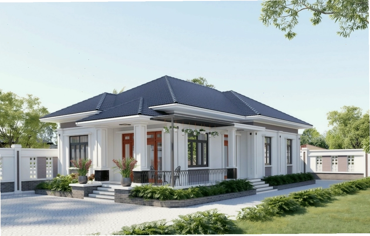 Mẫu nhà 3 gian mái Nhật 1 tầng đẹp và hiện đại